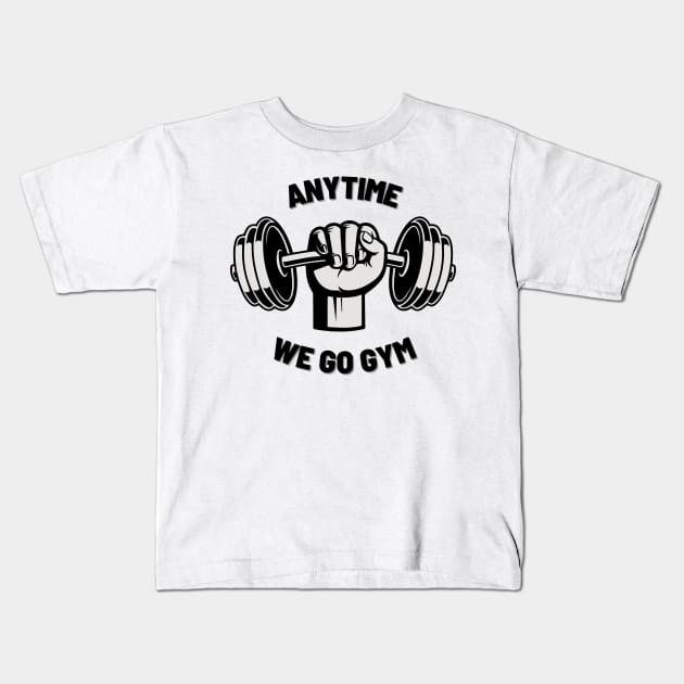 Anytime Fitness | Anytime We Go Gym Dumbbell Logo Kids T-Shirt by MrDoze